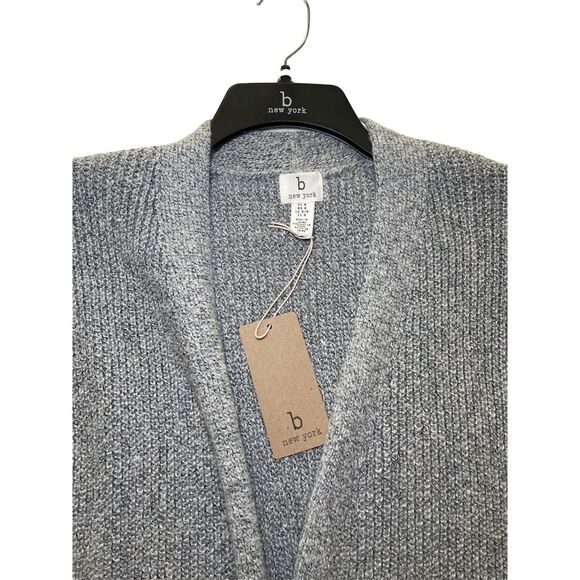 B New York Women's Gray Open Front Cardigan Sweater w/ Pockets M - Picture 4 of 10